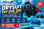 trying a drysuit in a swimming pool