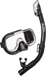 Diving mask and snorkel set with TUSA Sport branding on a white background