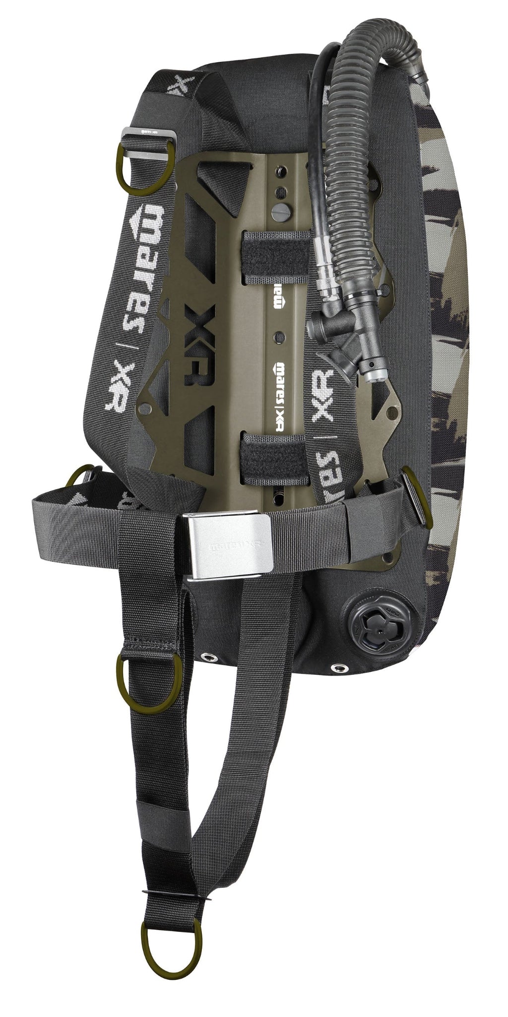 Mares XR Tactical Green Single Backmount Set with 140 N single tank wing and aluminium backplate
