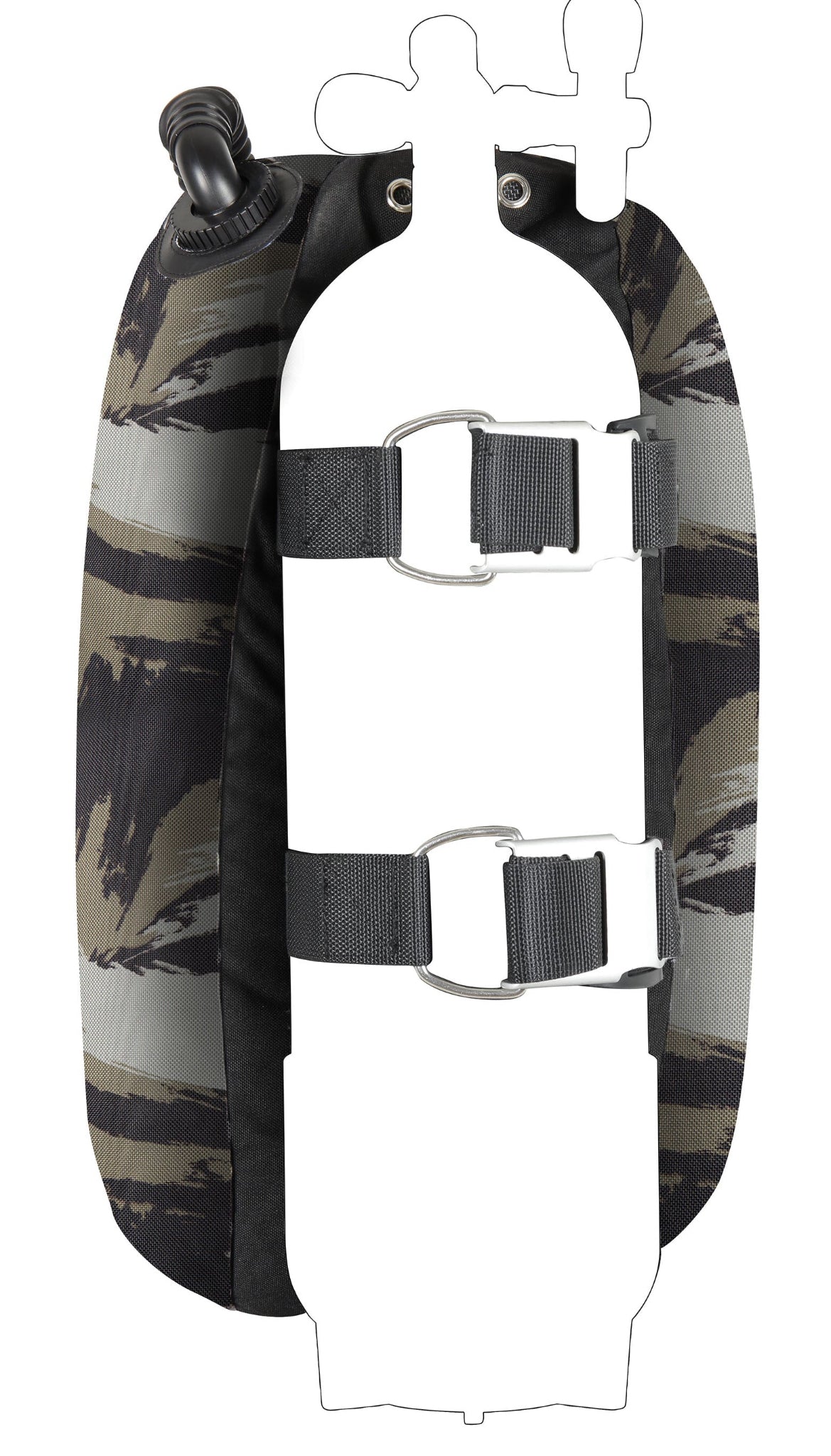 Mares XR Tactical Green Single Backmount Set with 140 N single tank wing and aluminium backplate