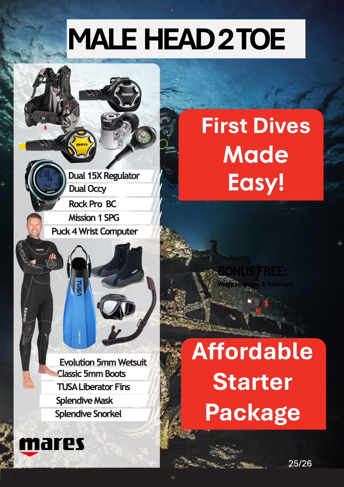 Head to Toe Male Scuba Package
