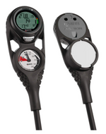 Two scuba diving computers on a white background