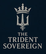 Logo of 'The Trident Sovereign' with a crown on a dark background
