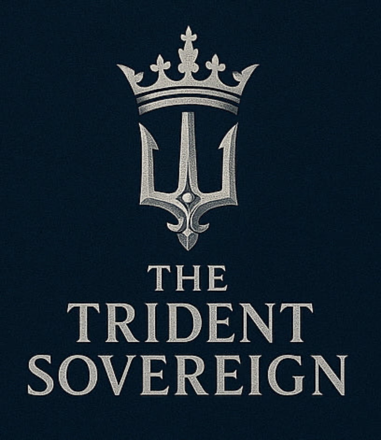 Logo of 'The Trident Sovereign' with a crown on a dark background