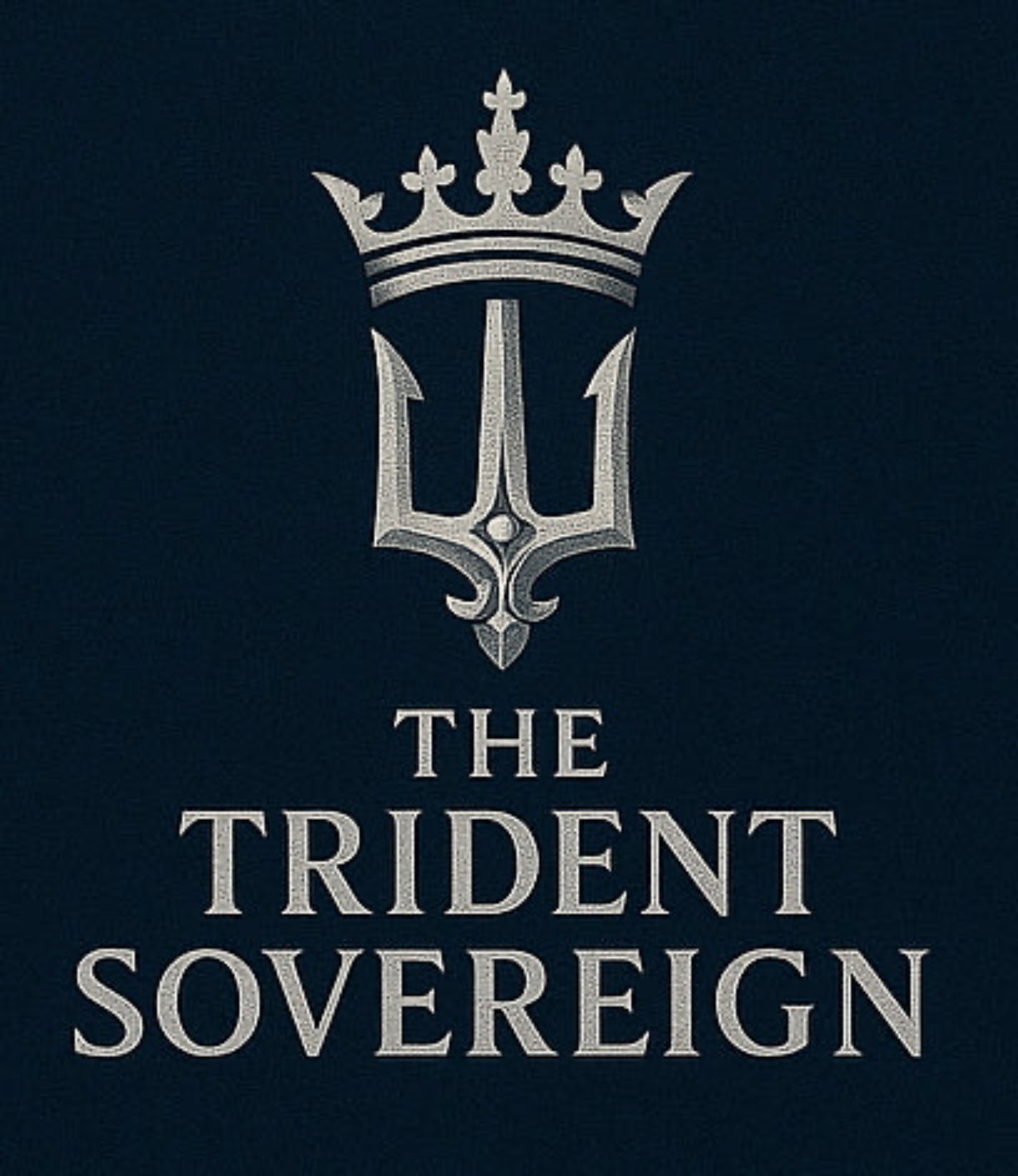Logo of 'The Trident Sovereign' with a crown on a dark background