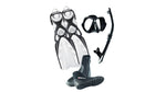 stream fins, neoprene boots, vision mask, ergo flex snorkel